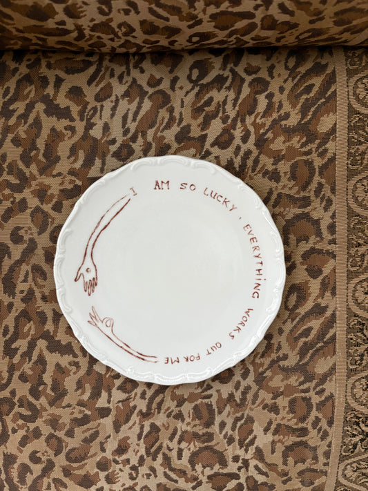 Self-Fulfilling prophecy plate I AM SO LUCKY
